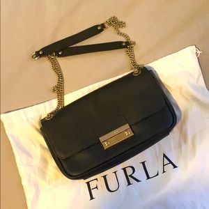 FURLA Grained Leather Clutch/Crossbody/Shoulder